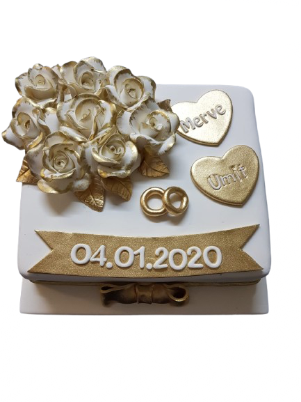 Gold Güllü Söz ve Nişan Butik Pasta