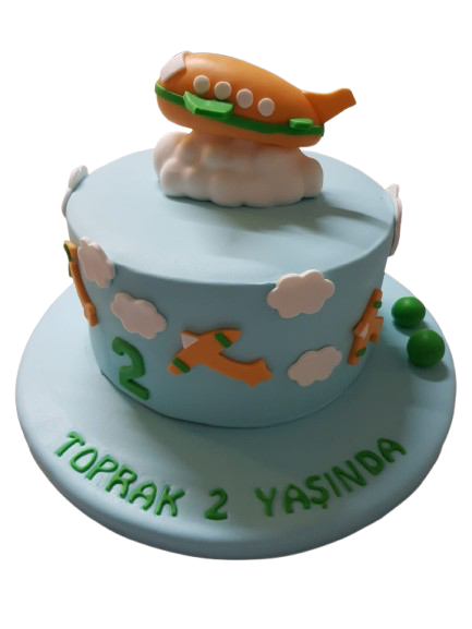 Uçak Temalı 2 Yaş Butik Pasta